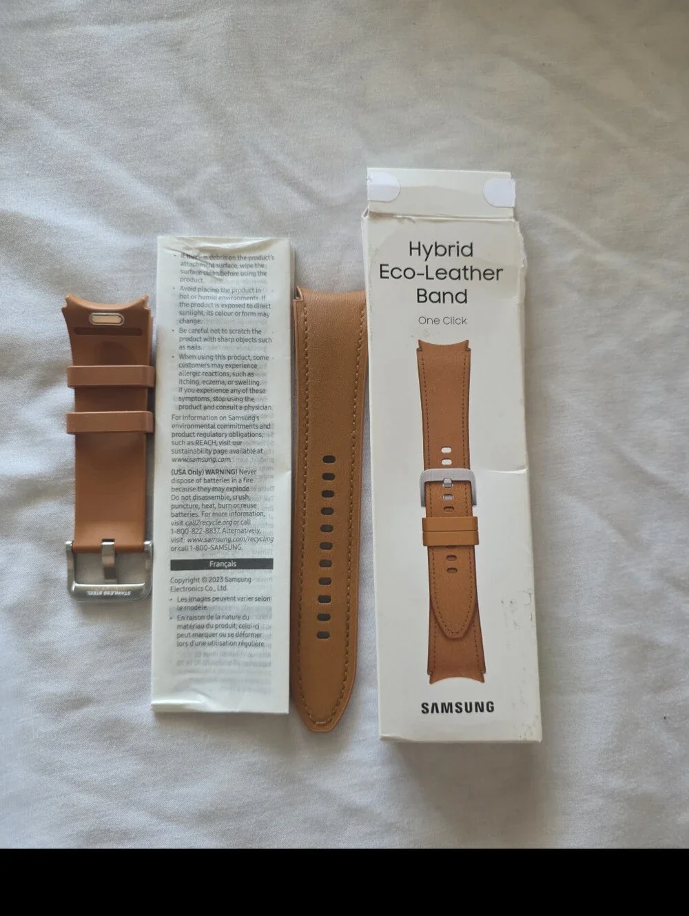 SAMSUNG Galaxy Watch 6, 5, 4 Hybrid Eco Leather Band, M/L ET-SHR96 One Click